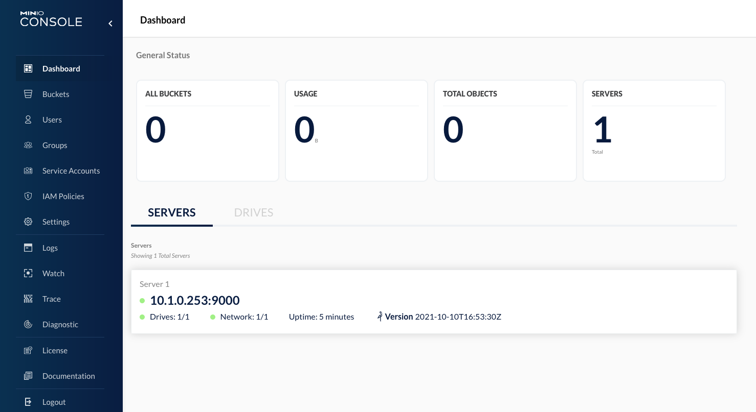 MinIOdash, the MinIO Dashboard
